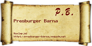 Presburger Barna névjegykártya